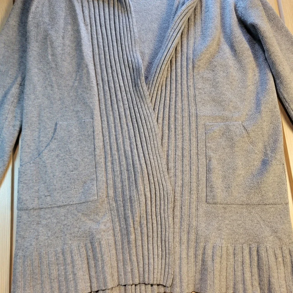 Cyrus Womens Gray Ribbed Open Front Hooded Cardigan Sweater Size M C105610A